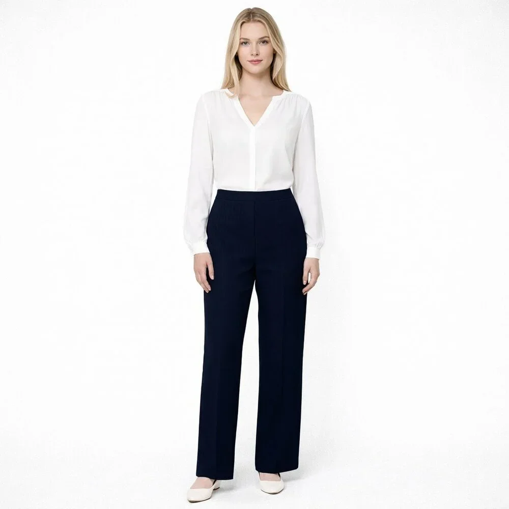 2/$30 Talbots Heritage Hight Rise Side Zip Trouser Black 8 #A1693